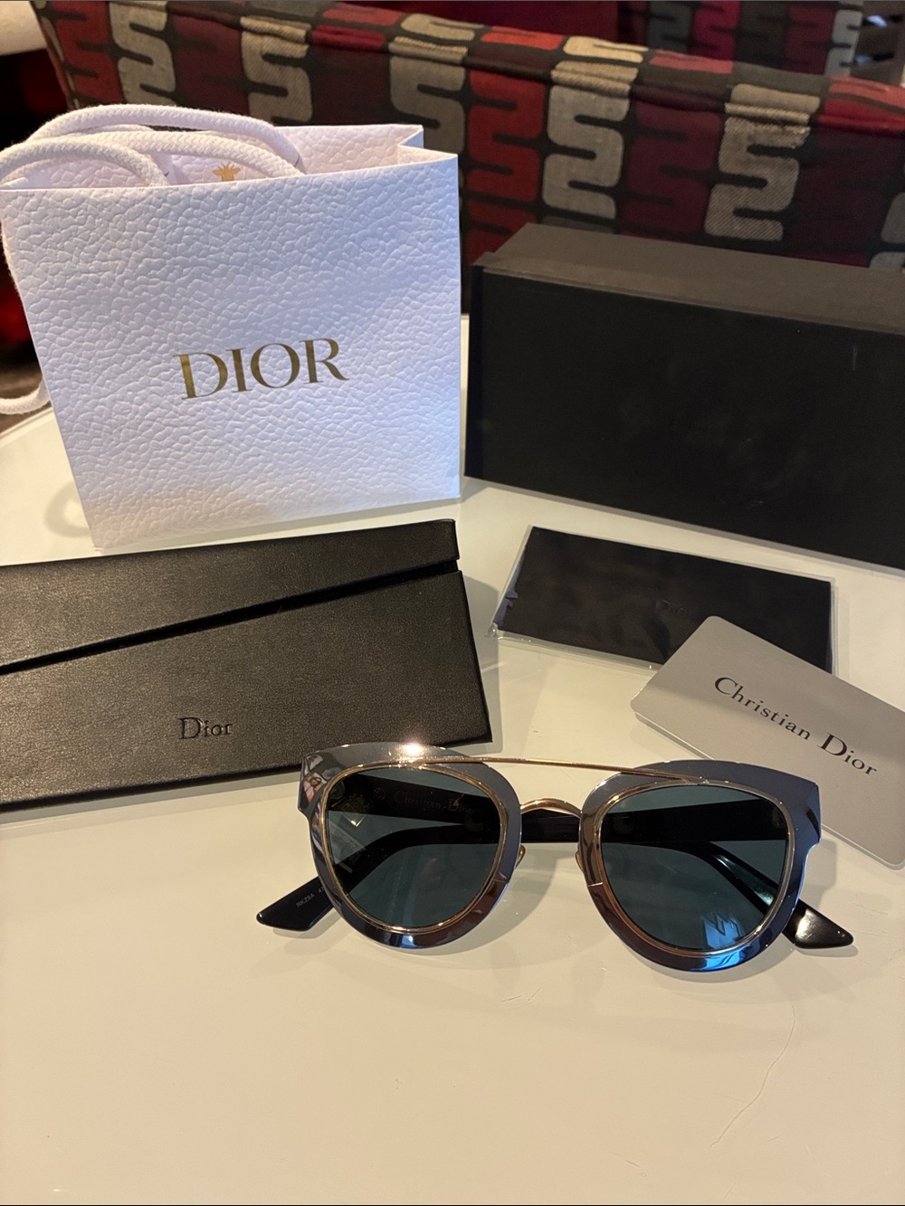 Dior Two-Tone Cat-Eye Sunglasses in blue tint